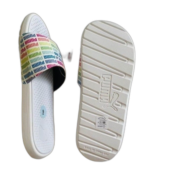 PUMA SLIDES Women’s size 9 Rainbow color/ white Comfortable NEW - Picture 5 of 5
